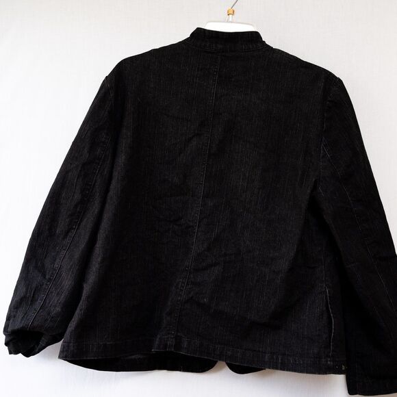 VTG Alfred Dunner Petite 12P Black jean denim jacket beaded artsy whimsygoth - Picture 3 of 6
